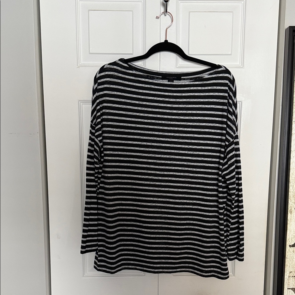 All Saints Black and White Striped Women's Top